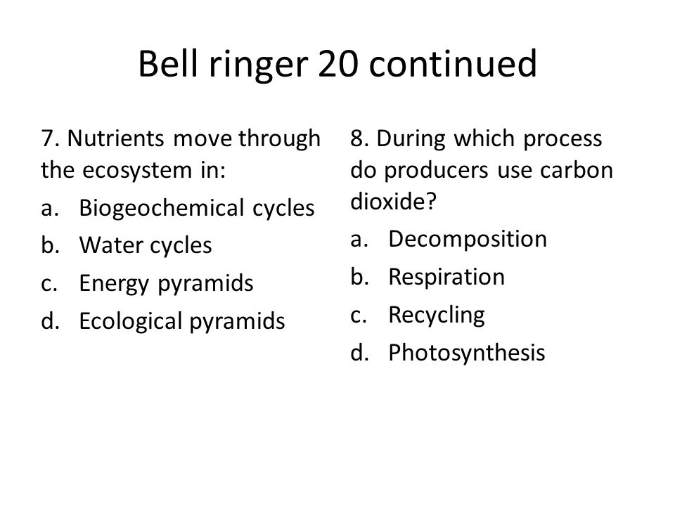 Bell ringer 20 continued 7.
