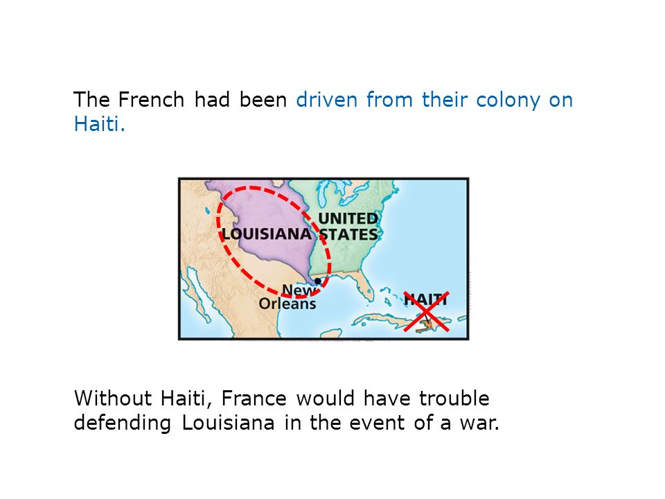 Without Haiti, France would have trouble defending Louisiana in the event of a war.