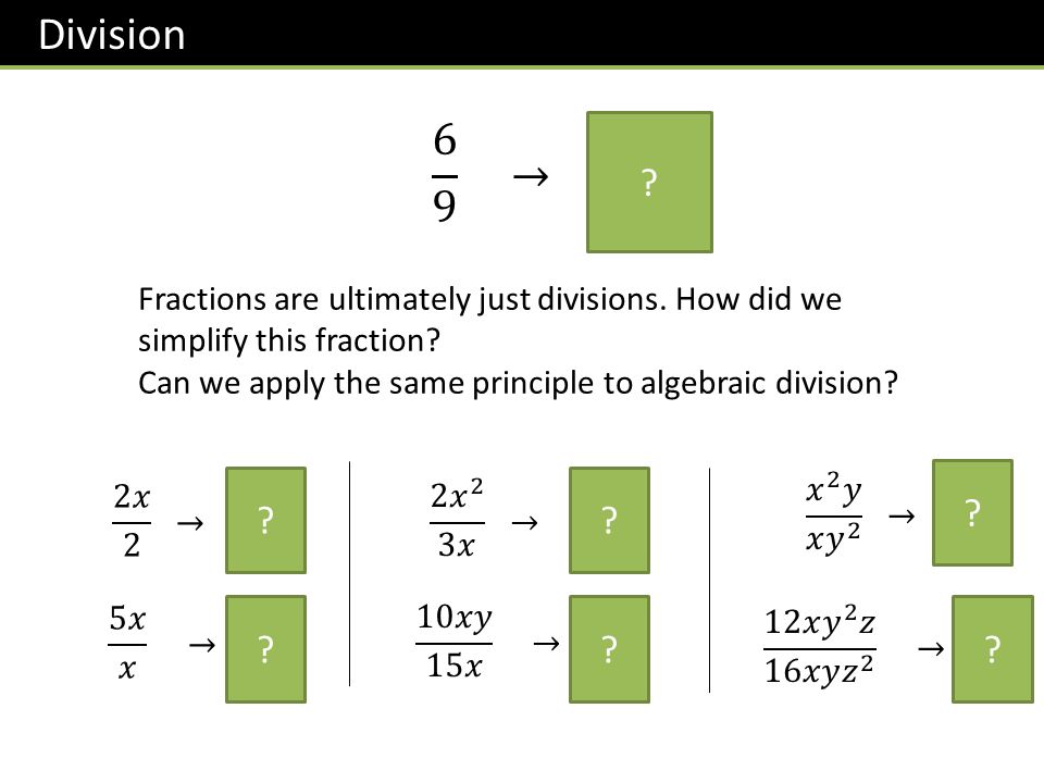 Division . Fractions are ultimately just divisions.