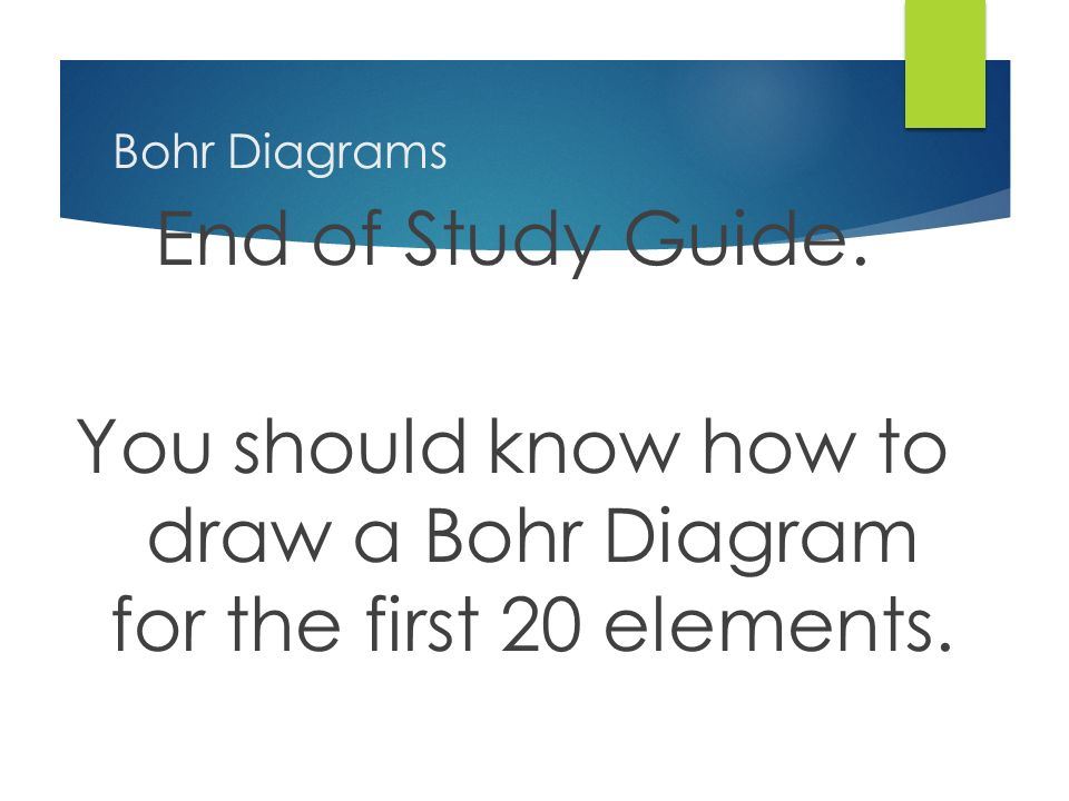 Bohr Diagrams End of Study Guide.
