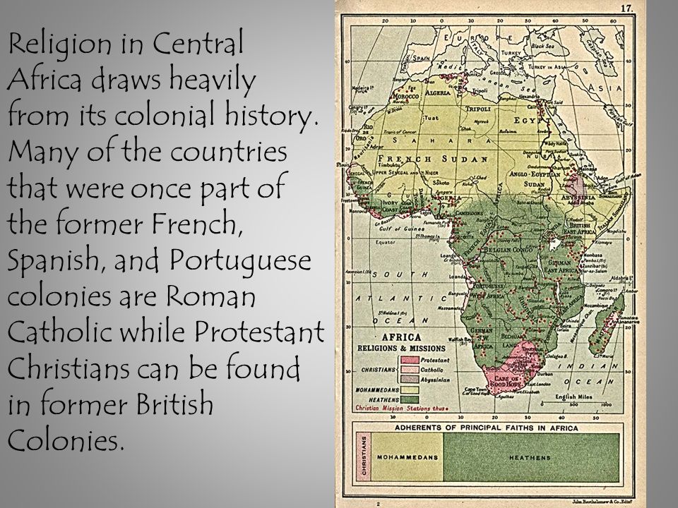 Religion in Central Africa draws heavily from its colonial history.