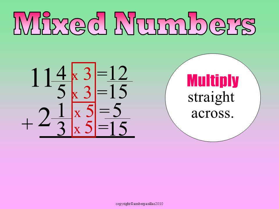 copyright©amberpasillas x 5 = x 3 = x 5 = x 3 = 2 11 Multiply straight across.