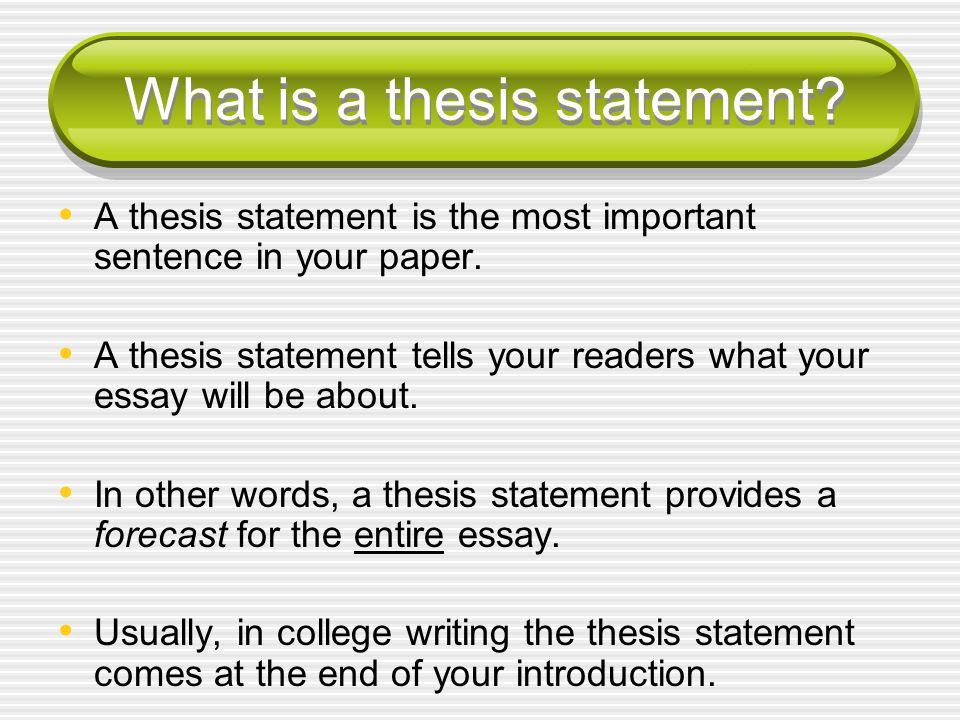 Writting A Thesis Statement