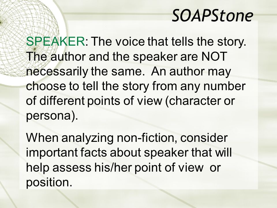 SOAPStone SPEAKER: The voice that tells the story.
