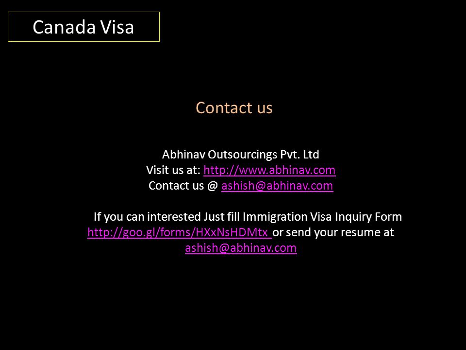 Canada Visa Contact us Abhinav Outsourcings Pvt.