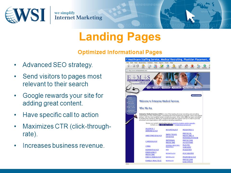 Landing Pages Optimized Informational Pages Advanced SEO strategy.