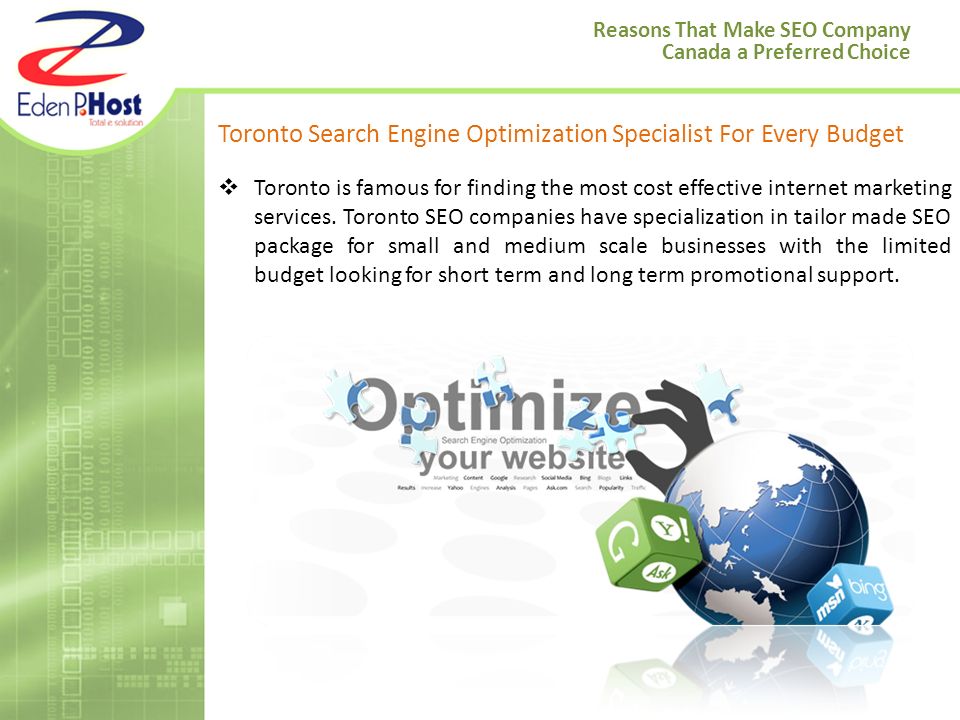 Toronto Search Engine Optimization Specialist For Every Budget  Toronto is famous for finding the most cost effective internet marketing services.