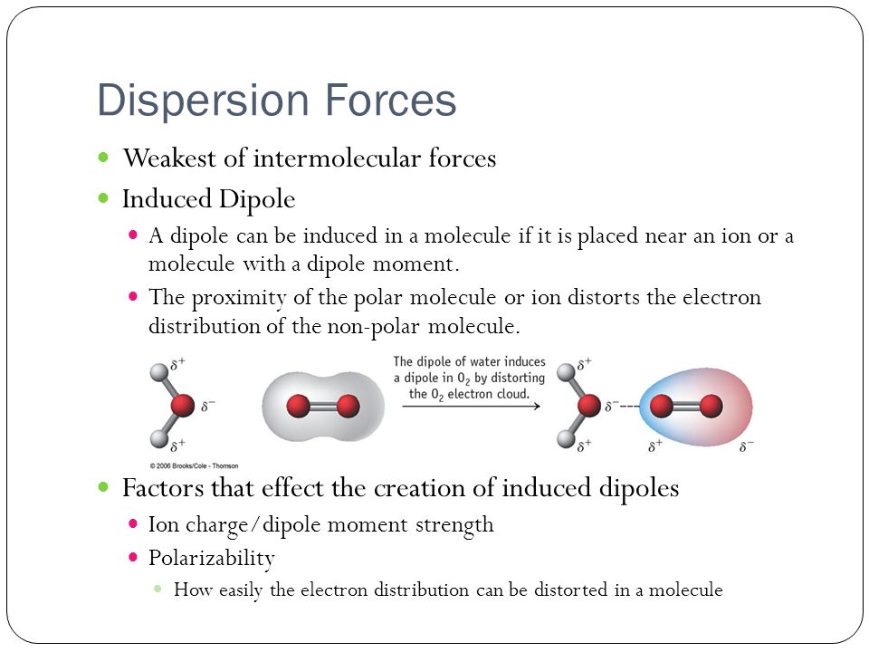 forces weakest of intermolecular forces induced dipole a dipole