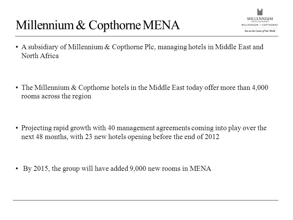 Middle East North Africa Millennium Copthorne Ppt 4 Millennium