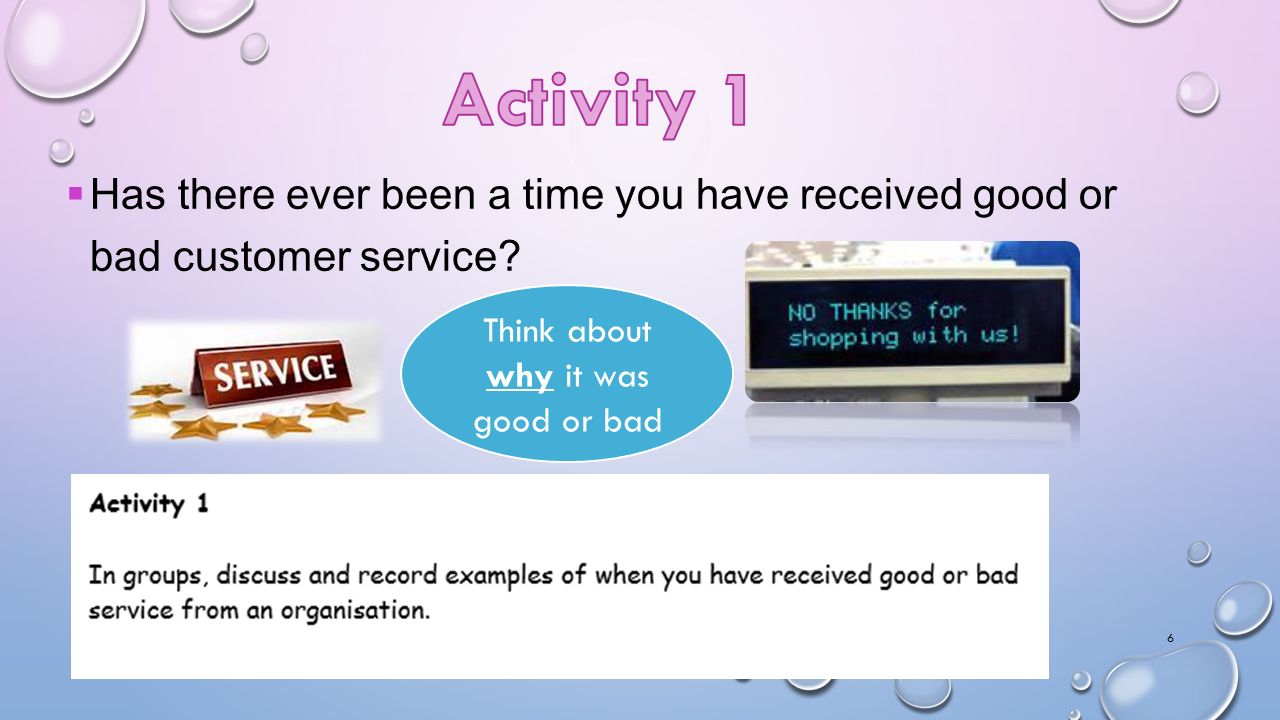 give example of good customer service