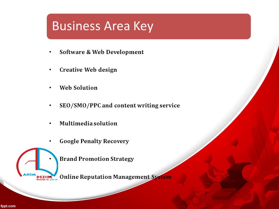 Business Area Key Software & Web Development Creative Web design Web Solution SEO/SMO/PPC and content writing service Multimedia solution Google Penalty Recovery Brand Promotion Strategy Online Reputation Management System