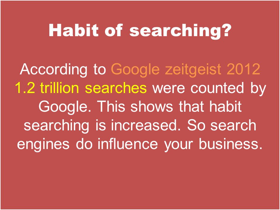 Habit of searching.