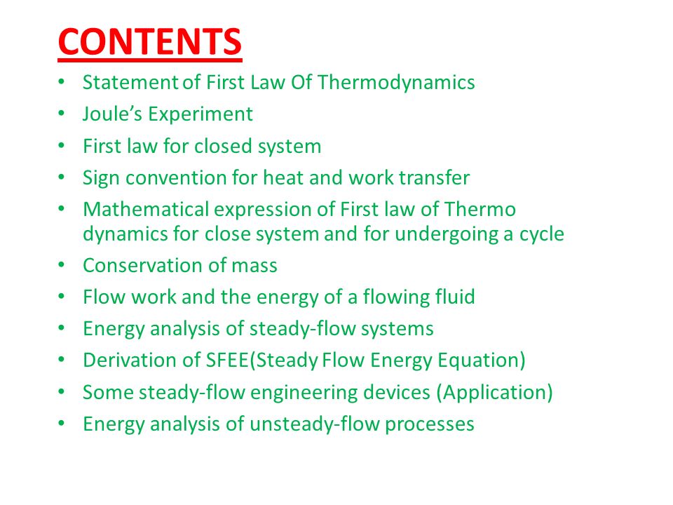First Law Of Thermodynamics Contents Statement 100110119055 First Law Of Thermodynamics 2 Contents