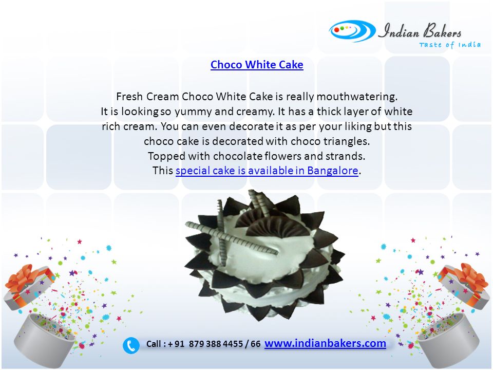 Choco White Cake Fresh Cream Choco White Cake is really mouthwatering.