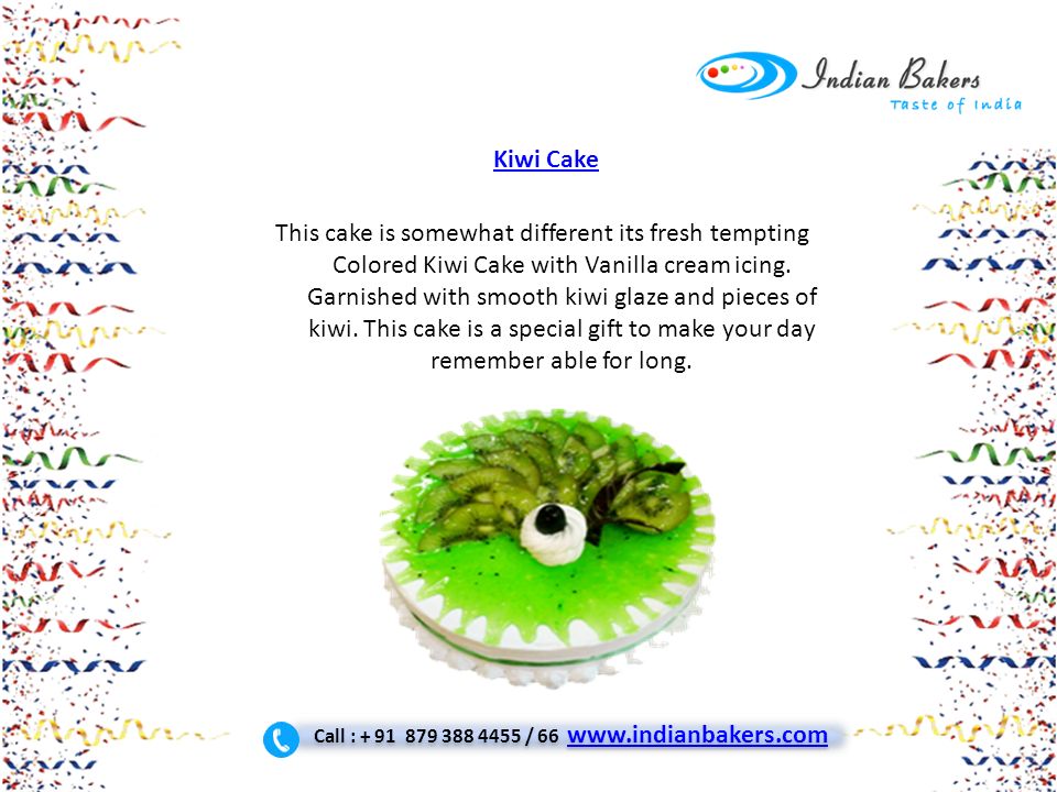 Kiwi Cake This cake is somewhat different its fresh tempting Colored Kiwi Cake with Vanilla cream icing.