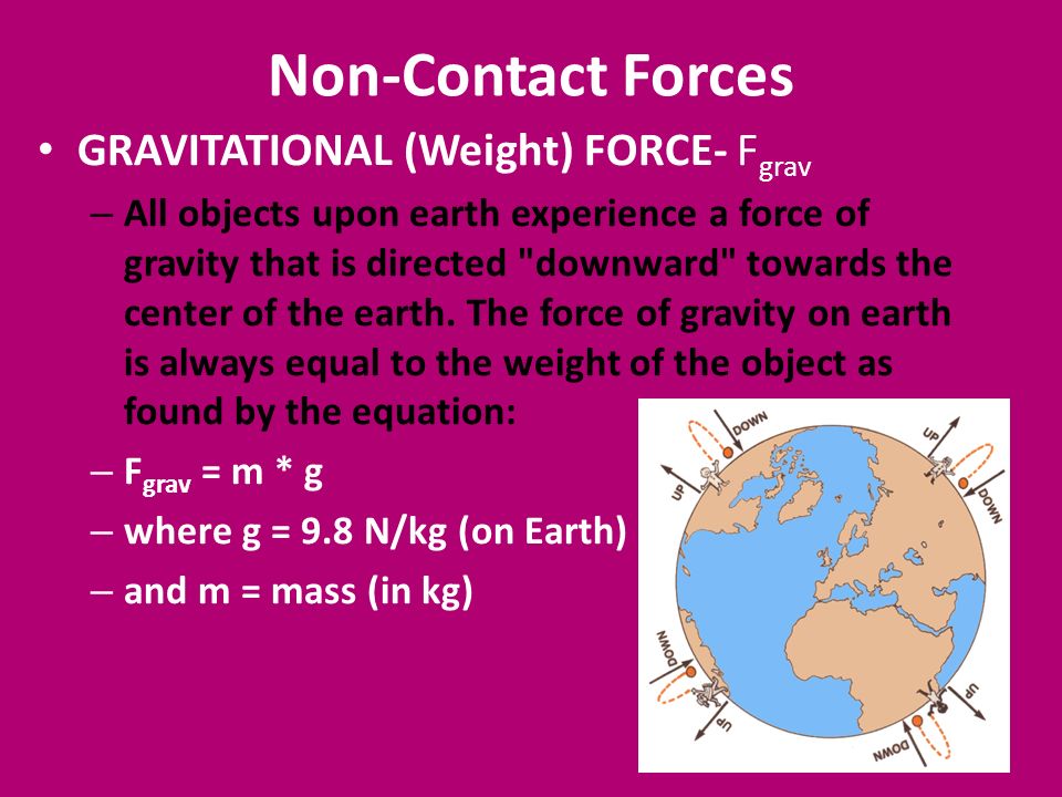 Forces And Net Force Pages Objectives Explain The Non Contact Forces Gravitational Weight Force F Grav All Objects Upon