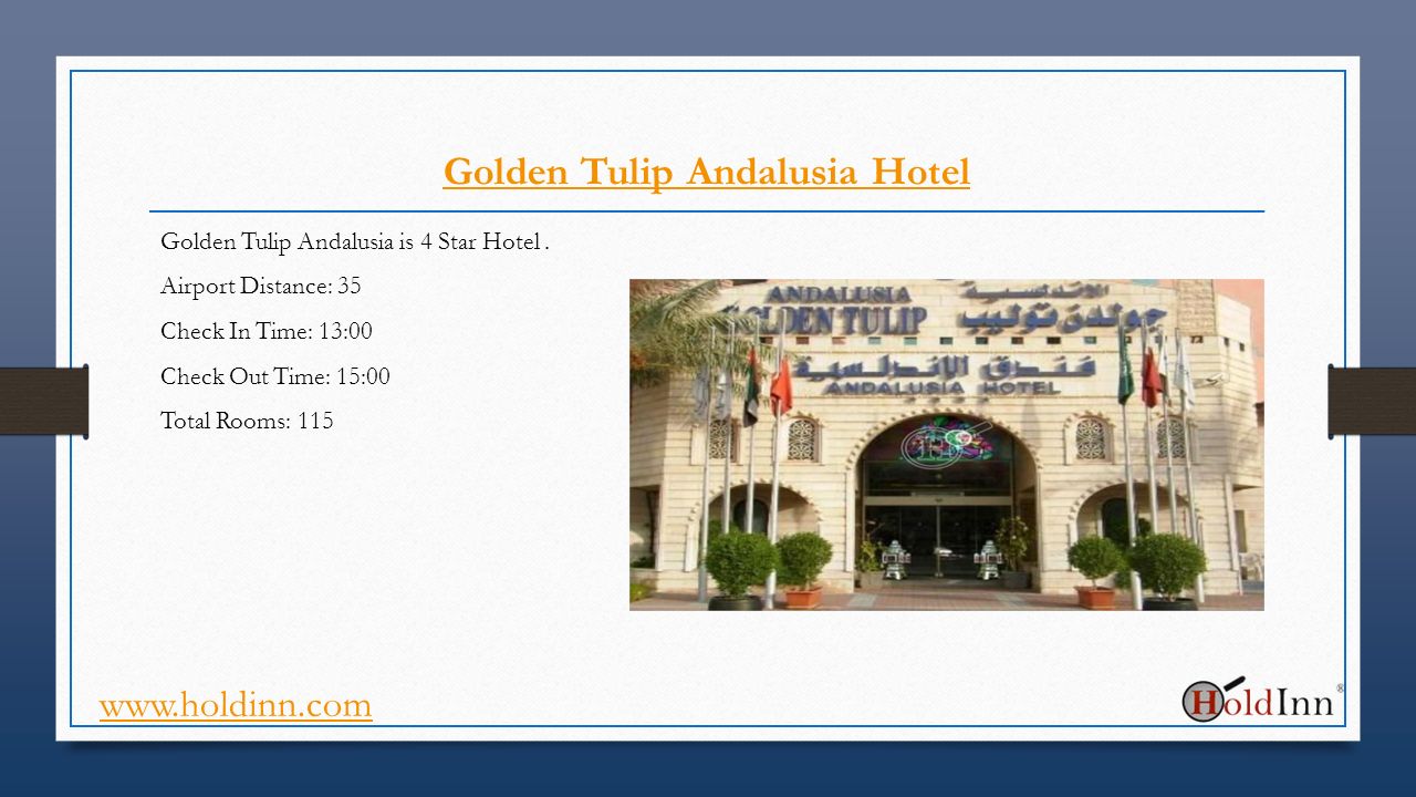 Golden Tulip Andalusia Hotel Golden Tulip Andalusia is 4 Star Hotel.