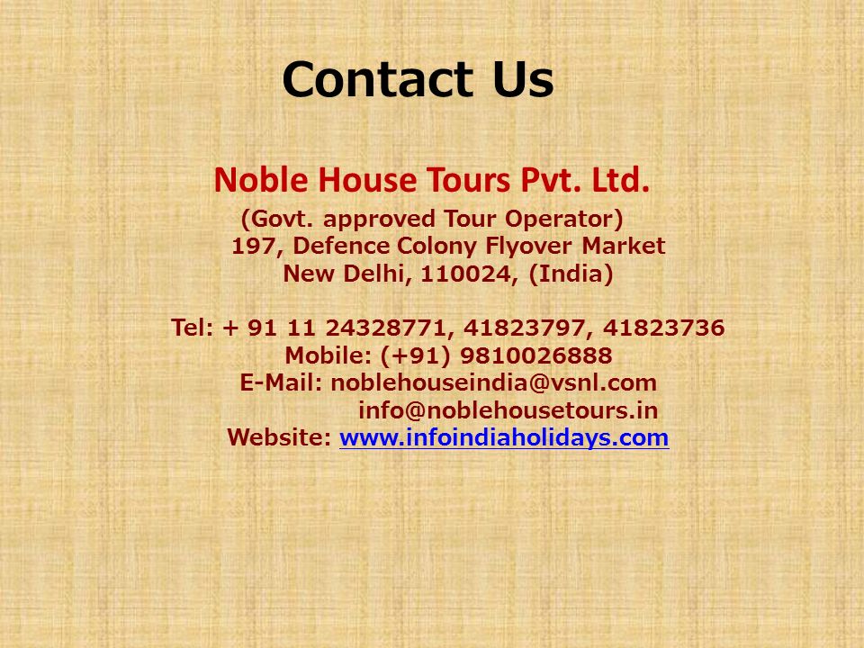 Contact Us Noble House Tours Pvt. Ltd. (Govt.