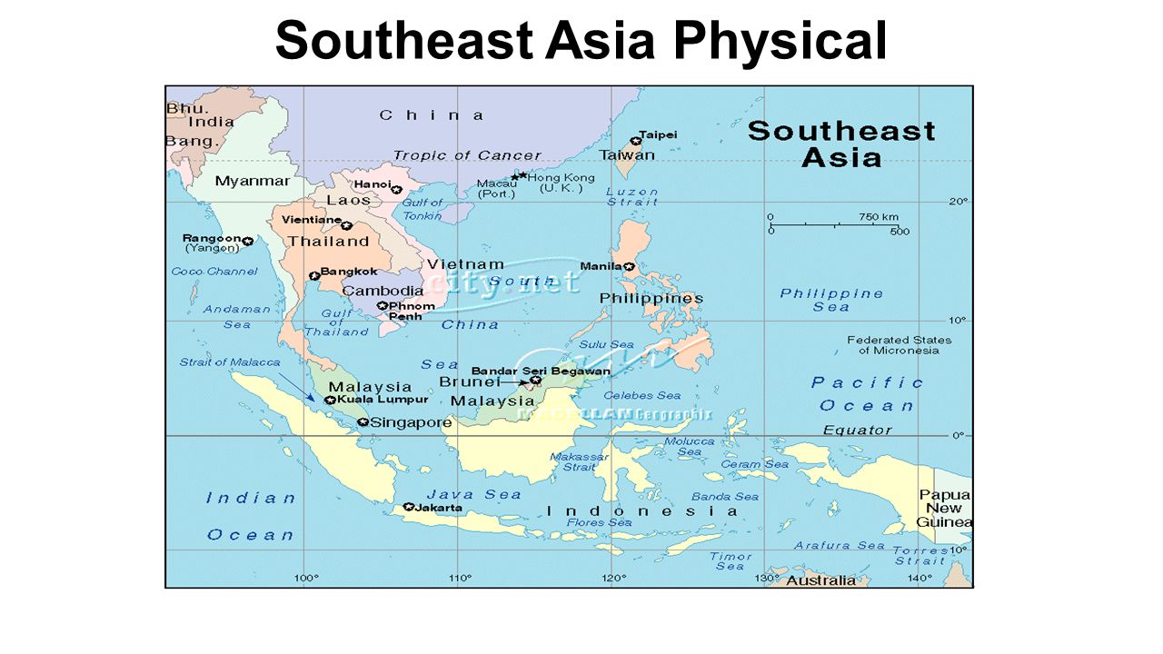 Physical Map Of Southeast Asia