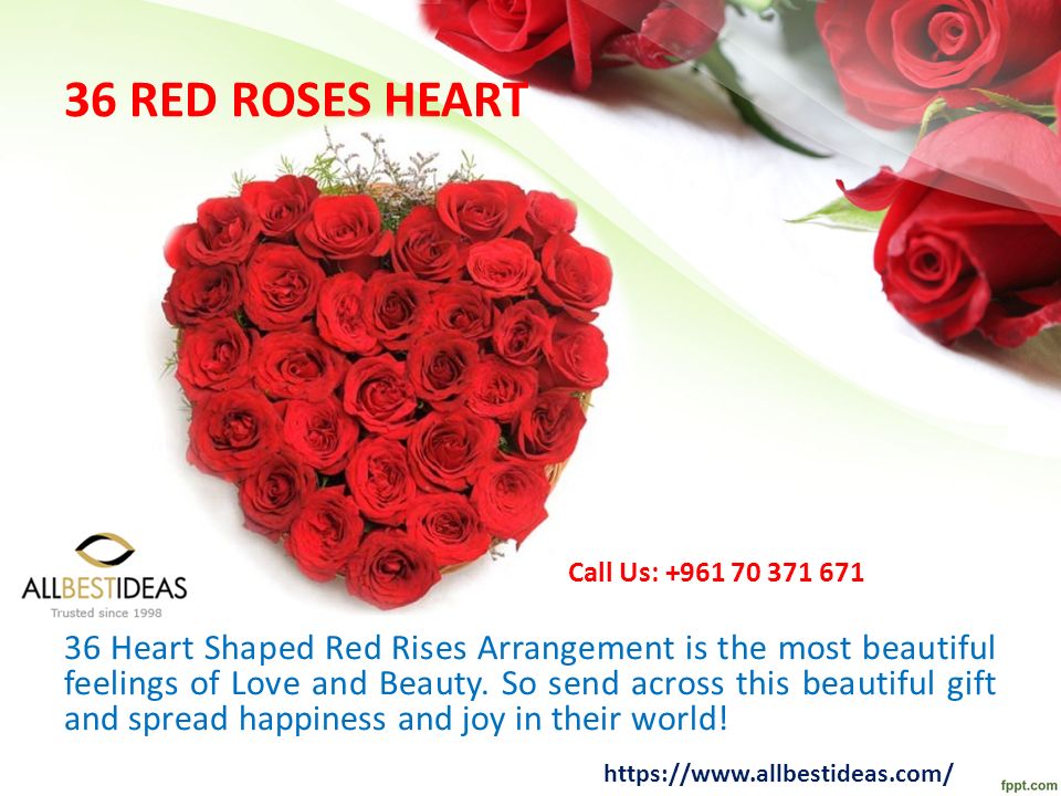 36 RED ROSES HEART 36 Heart Shaped Red Rises Arrangement is the most beautiful feelings of Love and Beauty.
