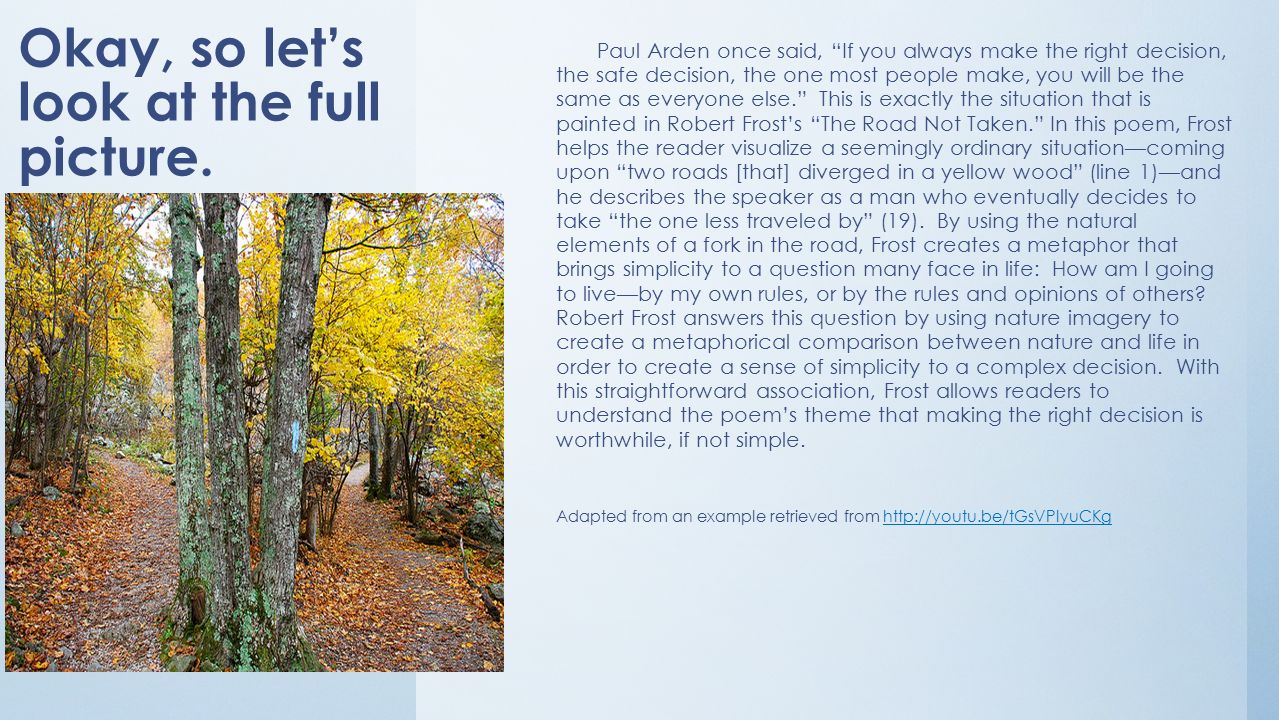 robert frost the road not taken comparison essay Essay writing guide the road not taken, and nothing gold can say extracts from this document the road not taken by robert frost. robert frost the road not taken comparison essay Essay writing guide the road not taken, and nothing gold can say extracts from this document the road not taken by robert frost.
