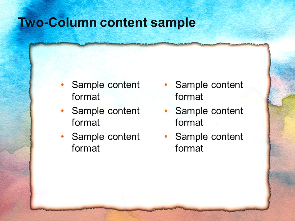 Two-Column content sample Sample content format