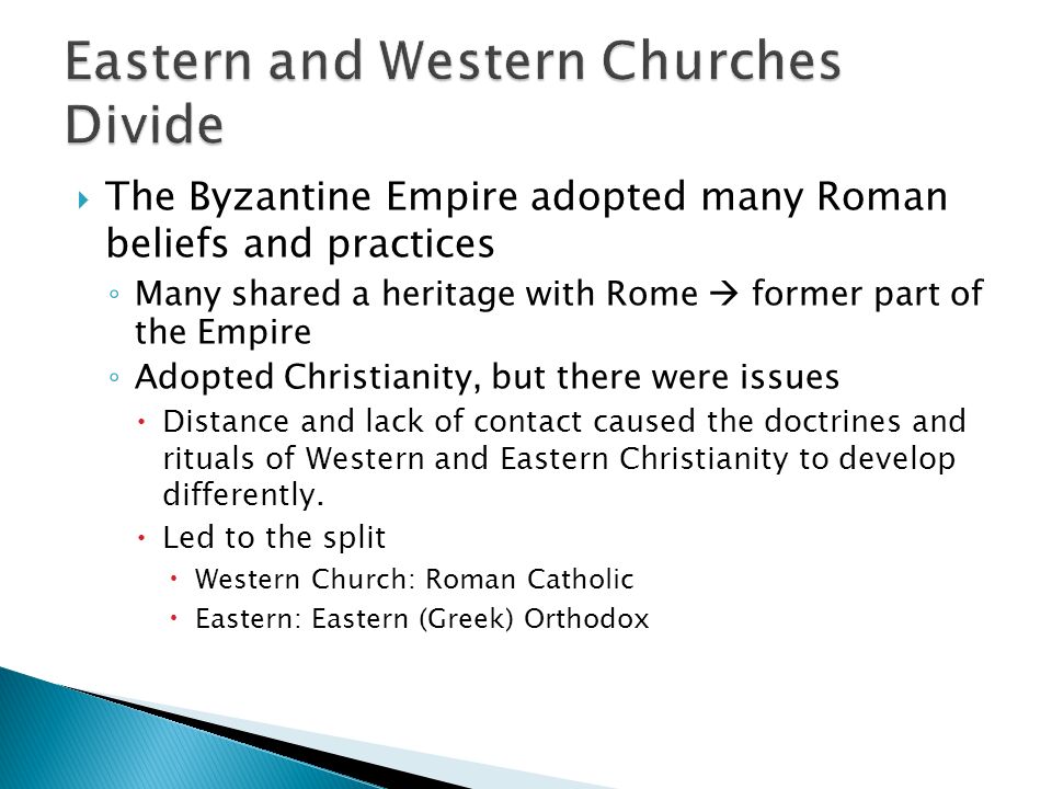 Eastern Orthodox Vs Roman Catholic Chart