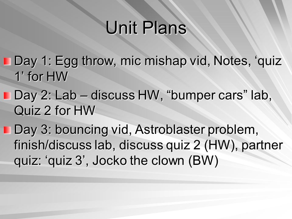 Unit 06 Momentum And Collisions Class Plans Demos Equations 5 Videos