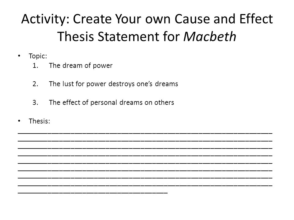 Macbeth Cause And Effect Chart