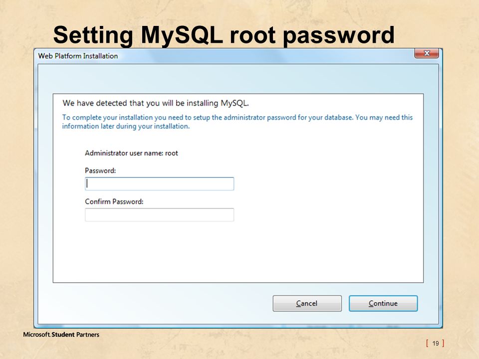 [ 19 ] Setting MySQL root password