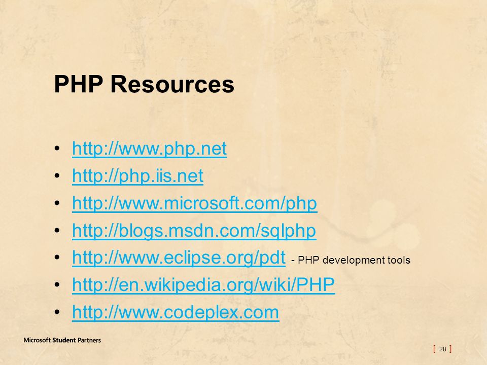 [ 28 ] PHP Resources PHP development toolshttp://
