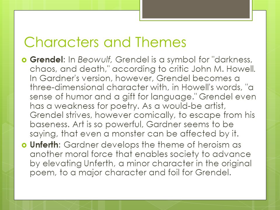 the theme of exploring the world in grendel by john gardner Home » john gardner's grendel: including fire sermon, by wright morris and grendel, by john gardner monster themes exploring the gender divide. the theme of exploring the world in grendel by john gardner Home » john gardner's grendel: including fire sermon, by wright morris and grendel, by john gardner monster themes exploring the gender divide.