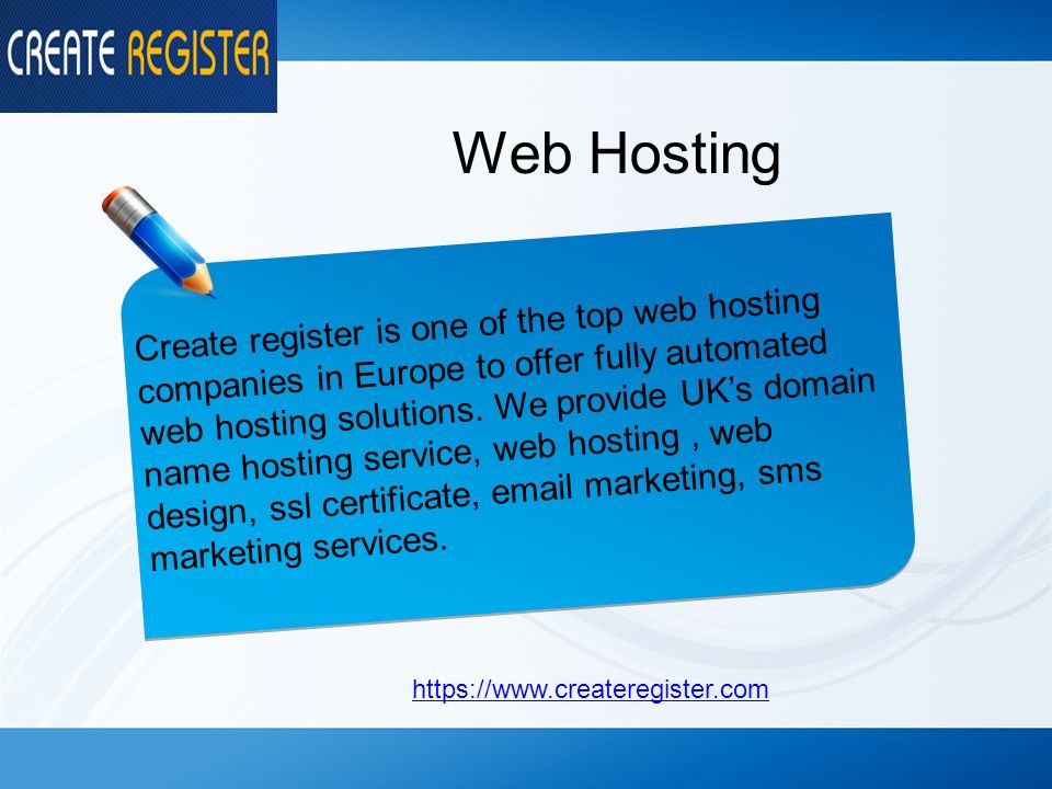 Create register is one of the top web hosting companies in Europe to offer fully automated web hosting solutions.