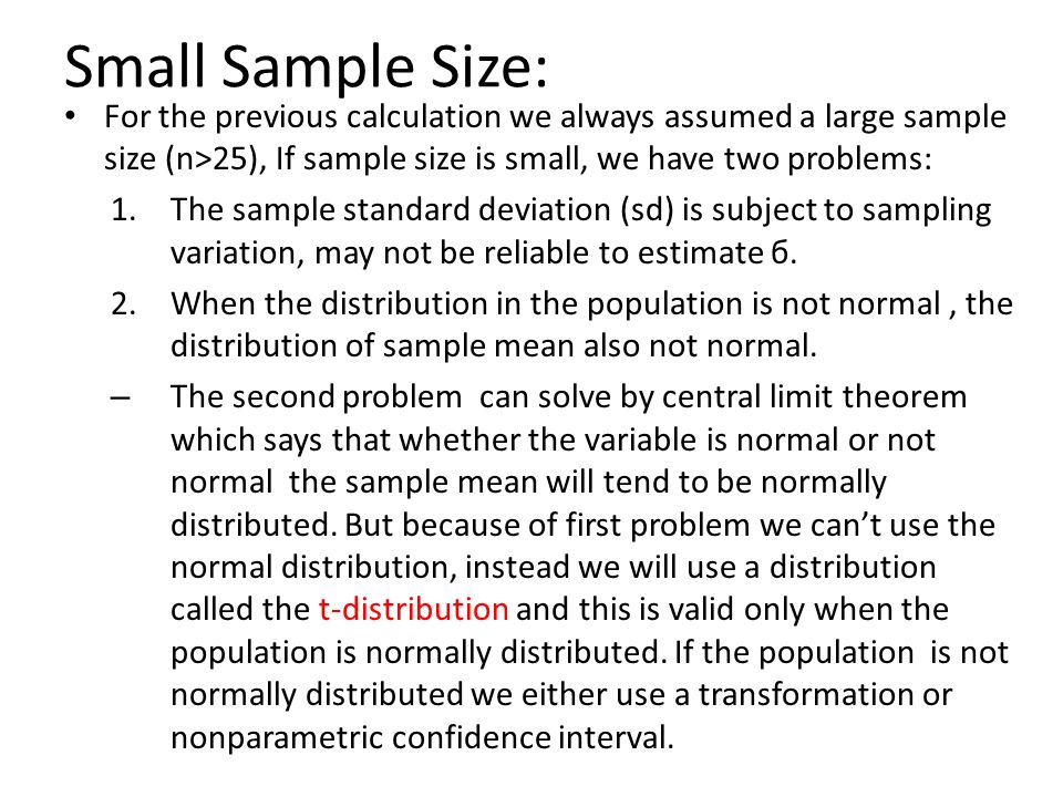 confidence intervals dr amjad el shanti md pmh dr ph university of small sample size problem