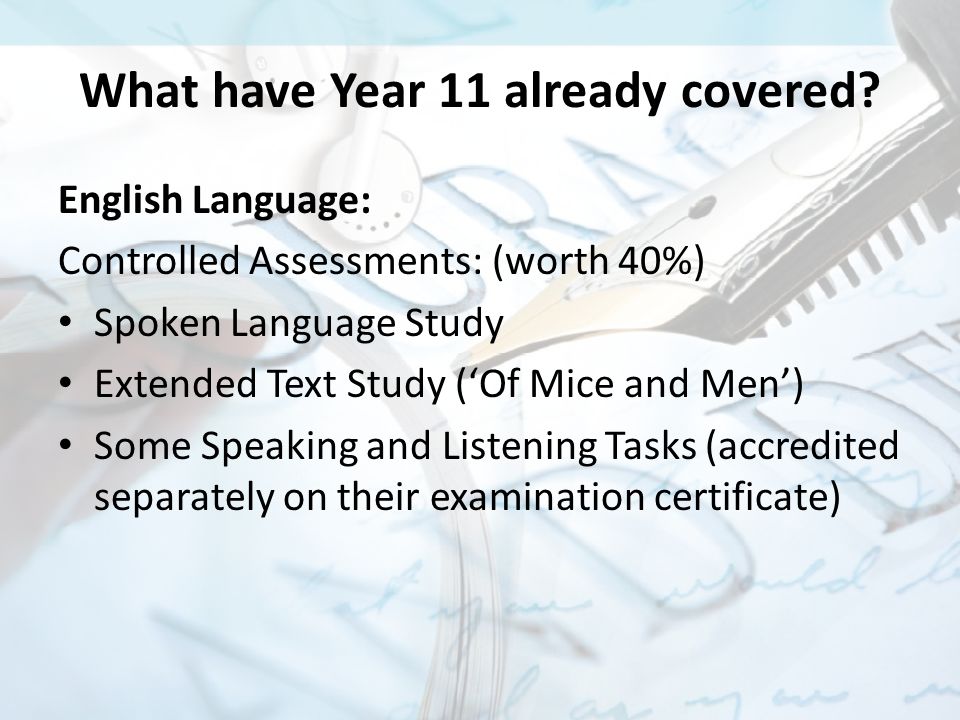 What have Year 11 already covered.