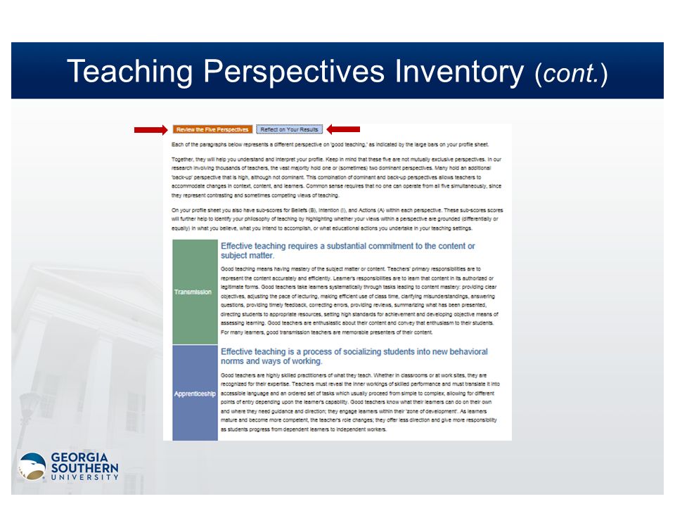 Dr Judith Longfield Centers For Teaching Technology Geia 22 Teaching Perspectives Inventory Cont