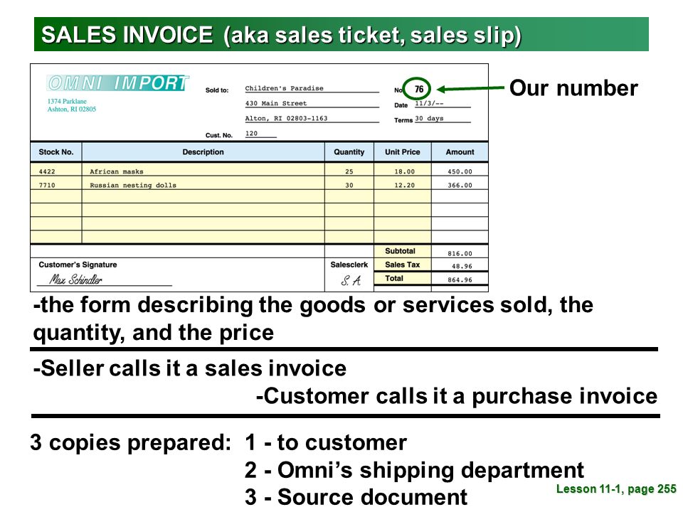 define sales invoice