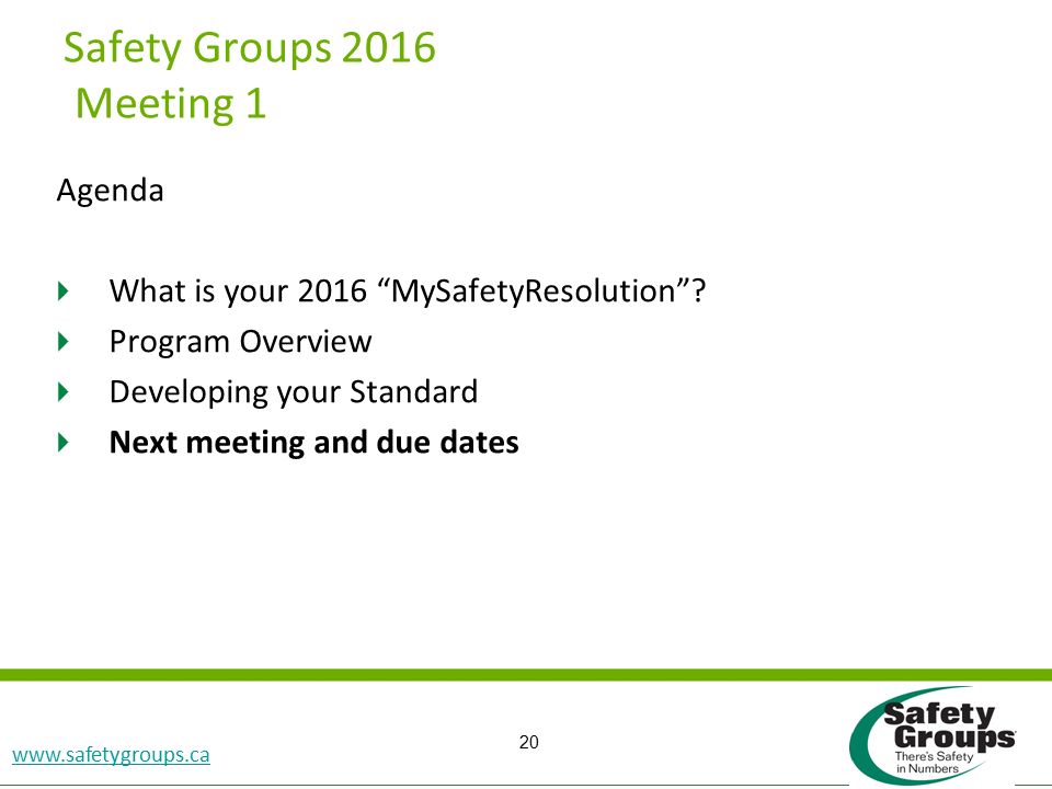 Accident Investigation SGRP CD Slide #20   Agenda  What is your 2016 MySafetyResolution .