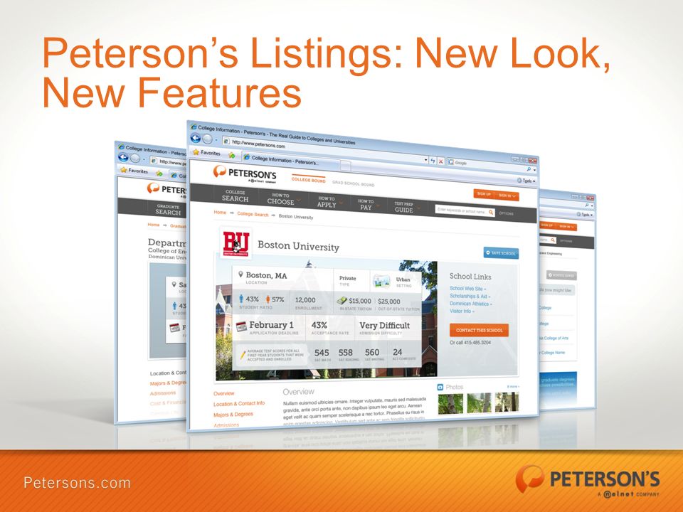 Peterson’s Listings: New Look, New Features