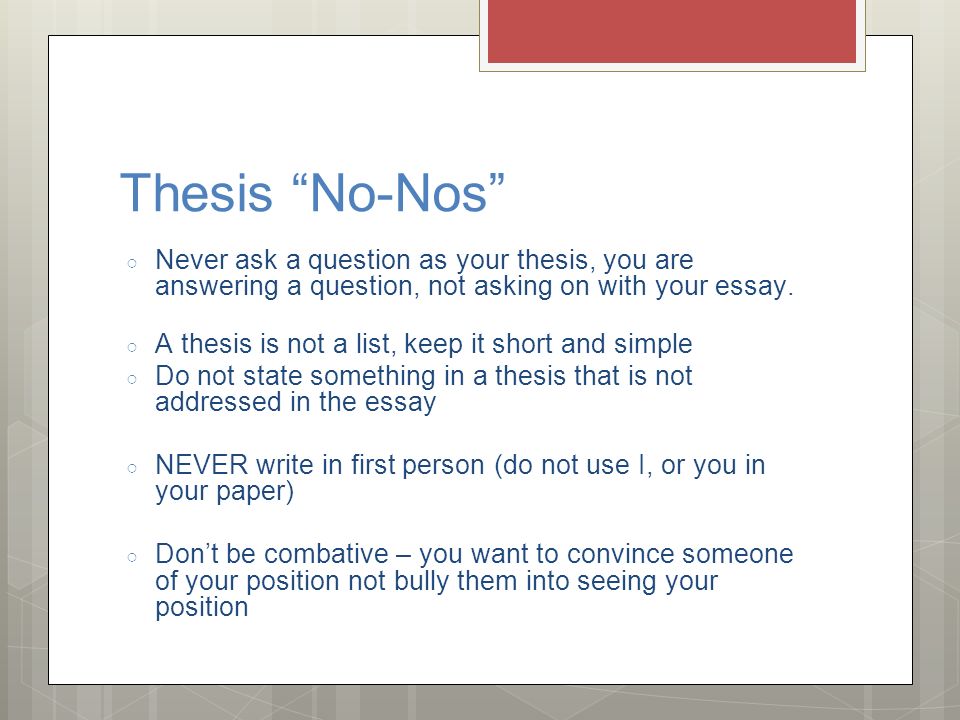 thesis as a question Questions to ask when formulating your thesis defining the thesis statement what is a thesis statement every paper you write should have a main point. thesis as a question Questions to ask when formulating your thesis defining the thesis statement what is a thesis statement every paper you write should have a main point.