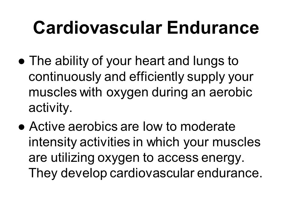 an evaluation of cardiovascularaerobic endurance Aerobic endurance is one of the main fitness components important for performance evaluation tests (progressive aerobic cardiovascular endurance run). an evaluation of cardiovascularaerobic endurance Aerobic endurance is one of the main fitness components important for performance evaluation tests (progressive aerobic cardiovascular endurance run).