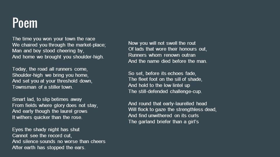 to an athlete dying young analysis