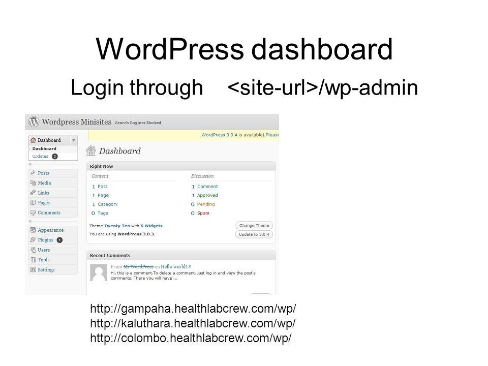 WordPress dashboard Login through /wp-admin