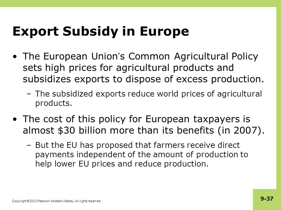 subsidize,margin –the subsidized exports reduce world prices of agricultural