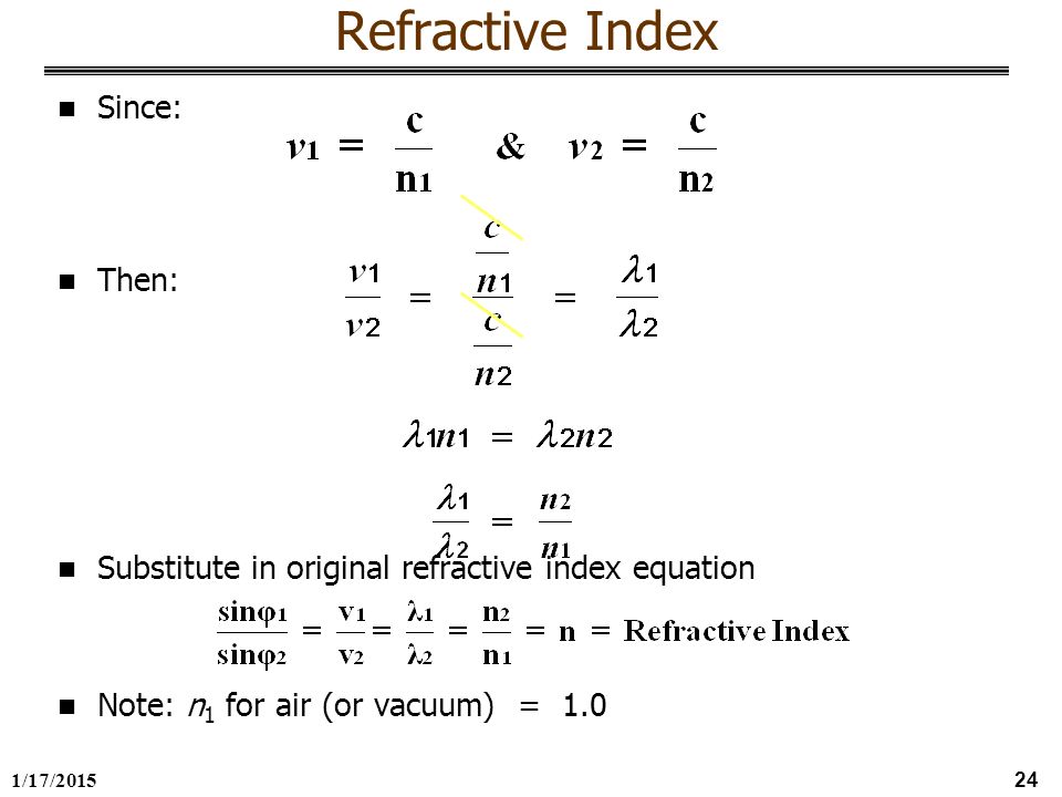 1 17 Melting Point Refractive Index The Theory And Use Of 24 1 17 2017 Since Then Substitute In Original Refractive Index Equation Note N For Air Or Vacuum 0