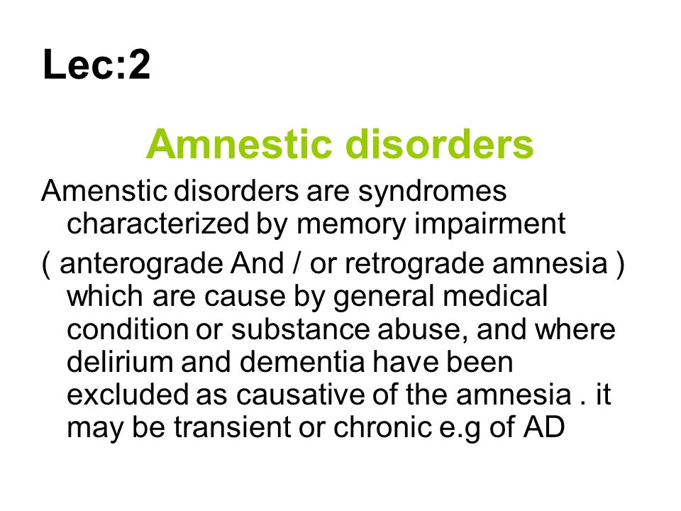 amnestic disorder