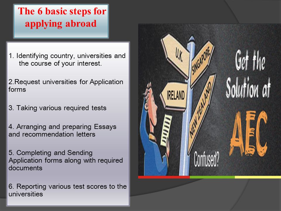 The 6 basic steps for applying abroad 1.