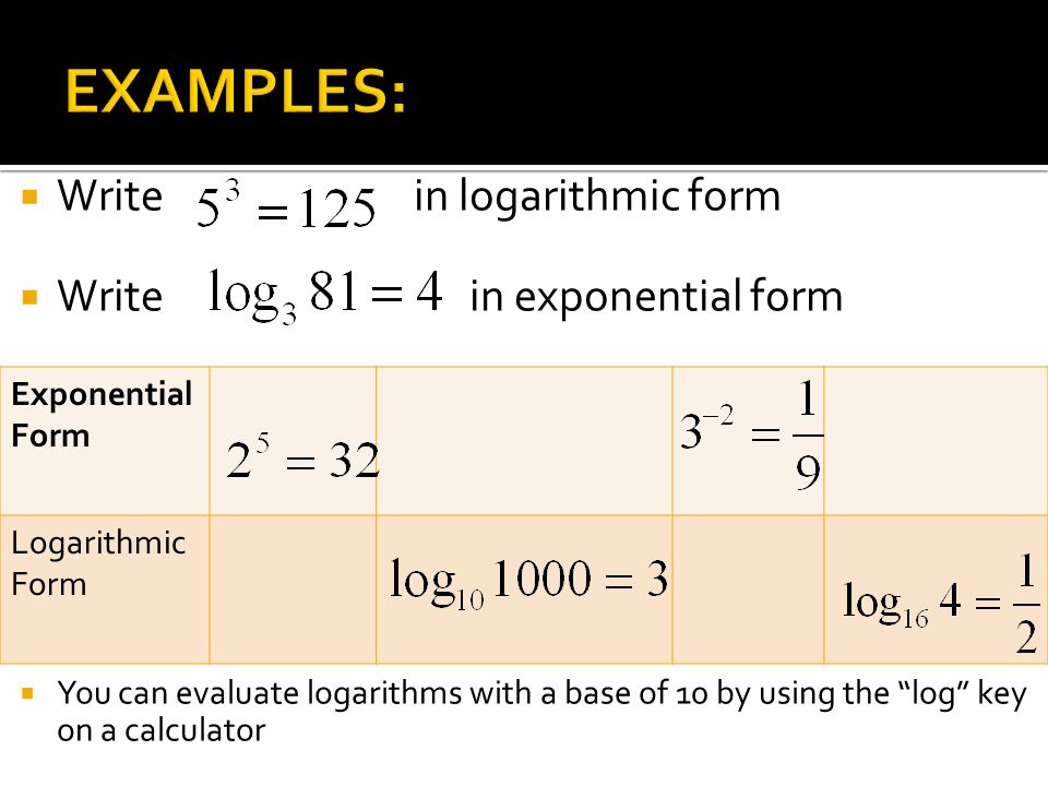 focus 1 recognize and evaluate logarithmic functions use equivalent logarithmic form calculator