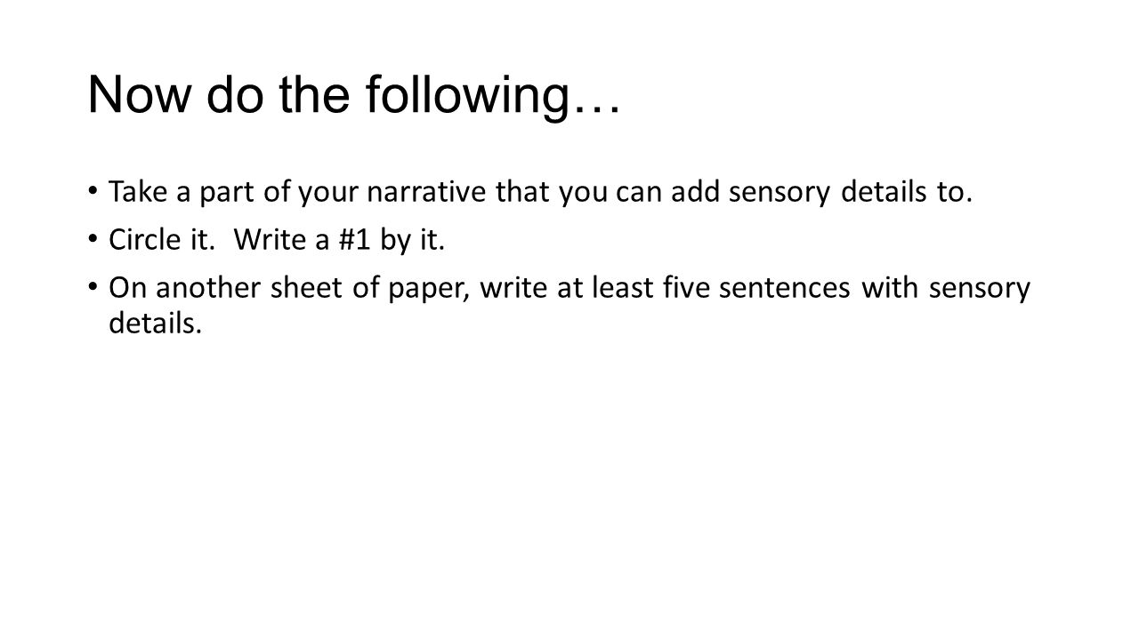 worksheet Sensory Details Worksheet 1 quarter writing now do the take a part of your narrative that you can add sensory