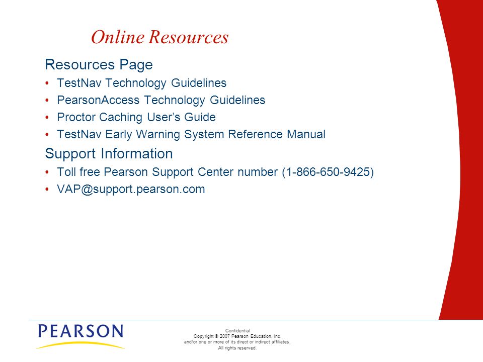pearson support number